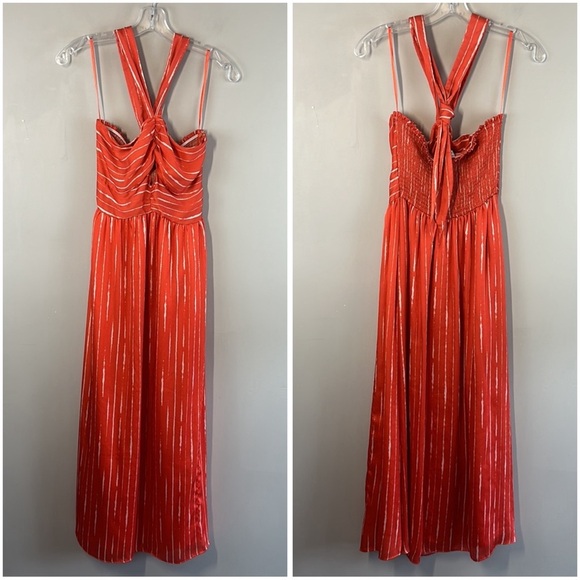 Sacking & Babi Reid Dress Striped Orange Shibori- Anthropologie Size 2 - Picture 3 of 16